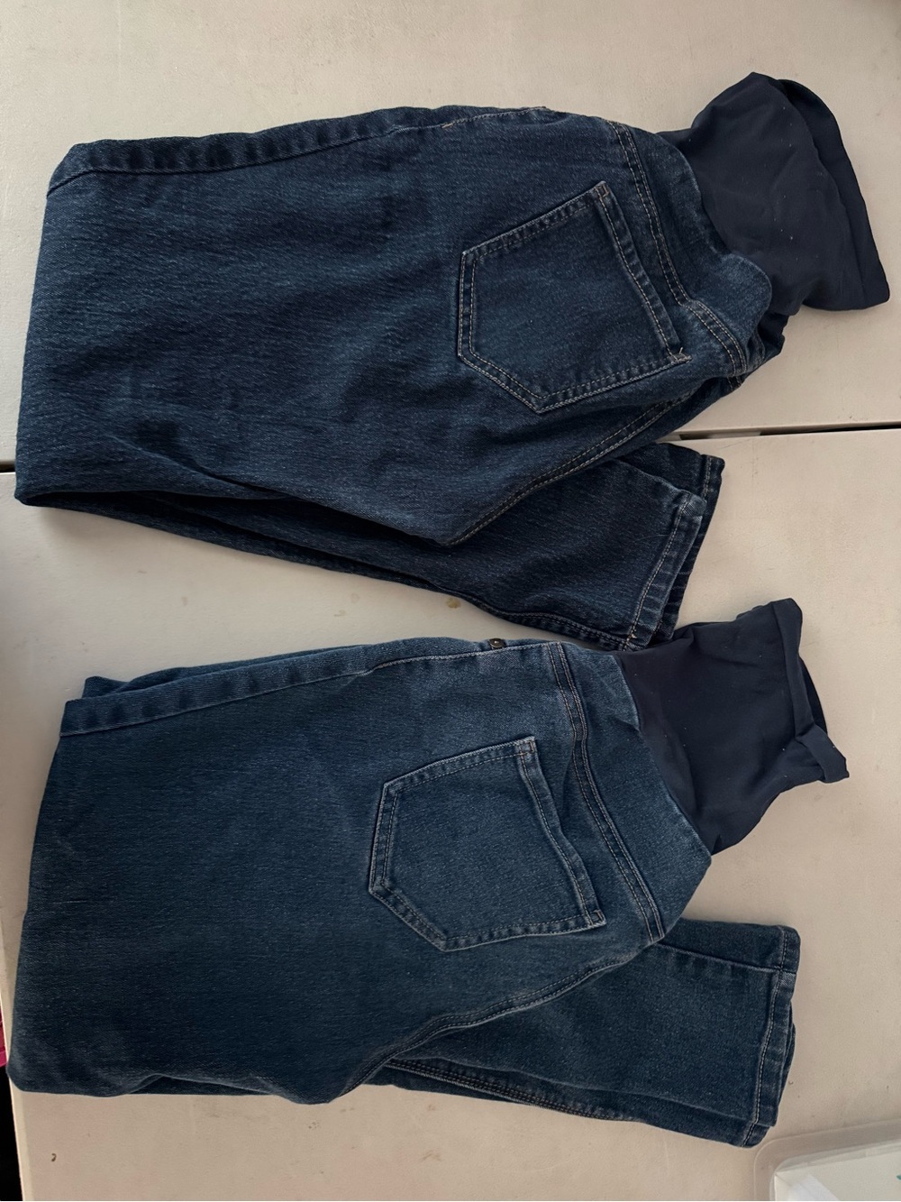 Set of 2 Large Indigo Blue Maternity Jeans Full Panel